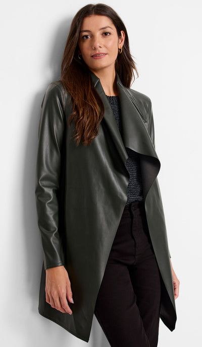 Faux Leather Lounge Around Jacket Hickory