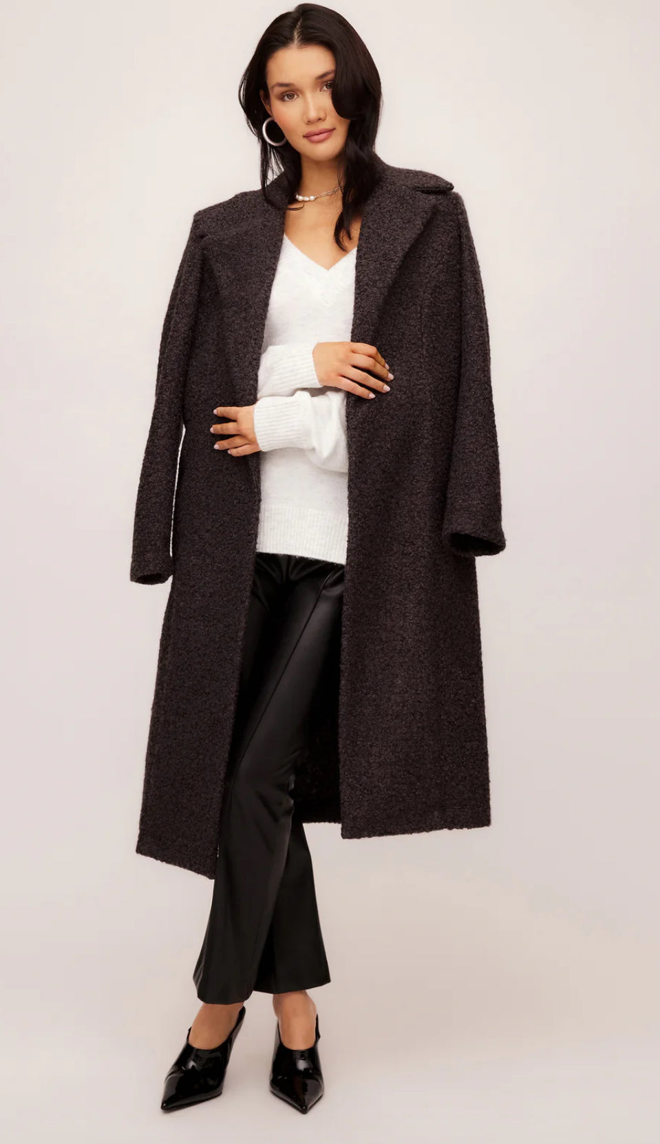 Long Teddy Coat-Charcoal