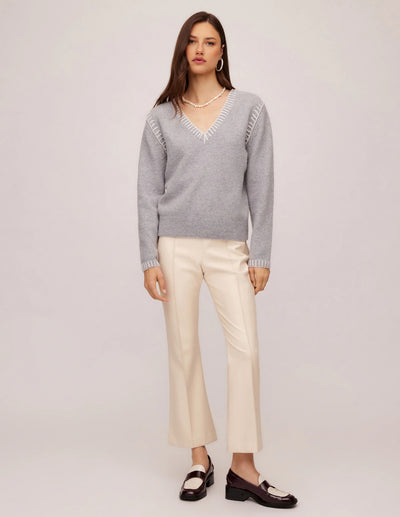 Ali Edge Stitch Sweater-Gray