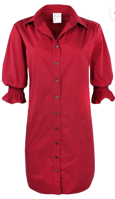 Miller Weathercloth Shirtdress-Red