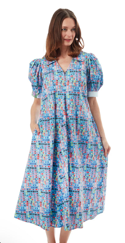 Montauk Chiclets Dress-Blue Confetti