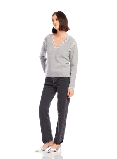 Ali Edge Stitch Sweater-Gray