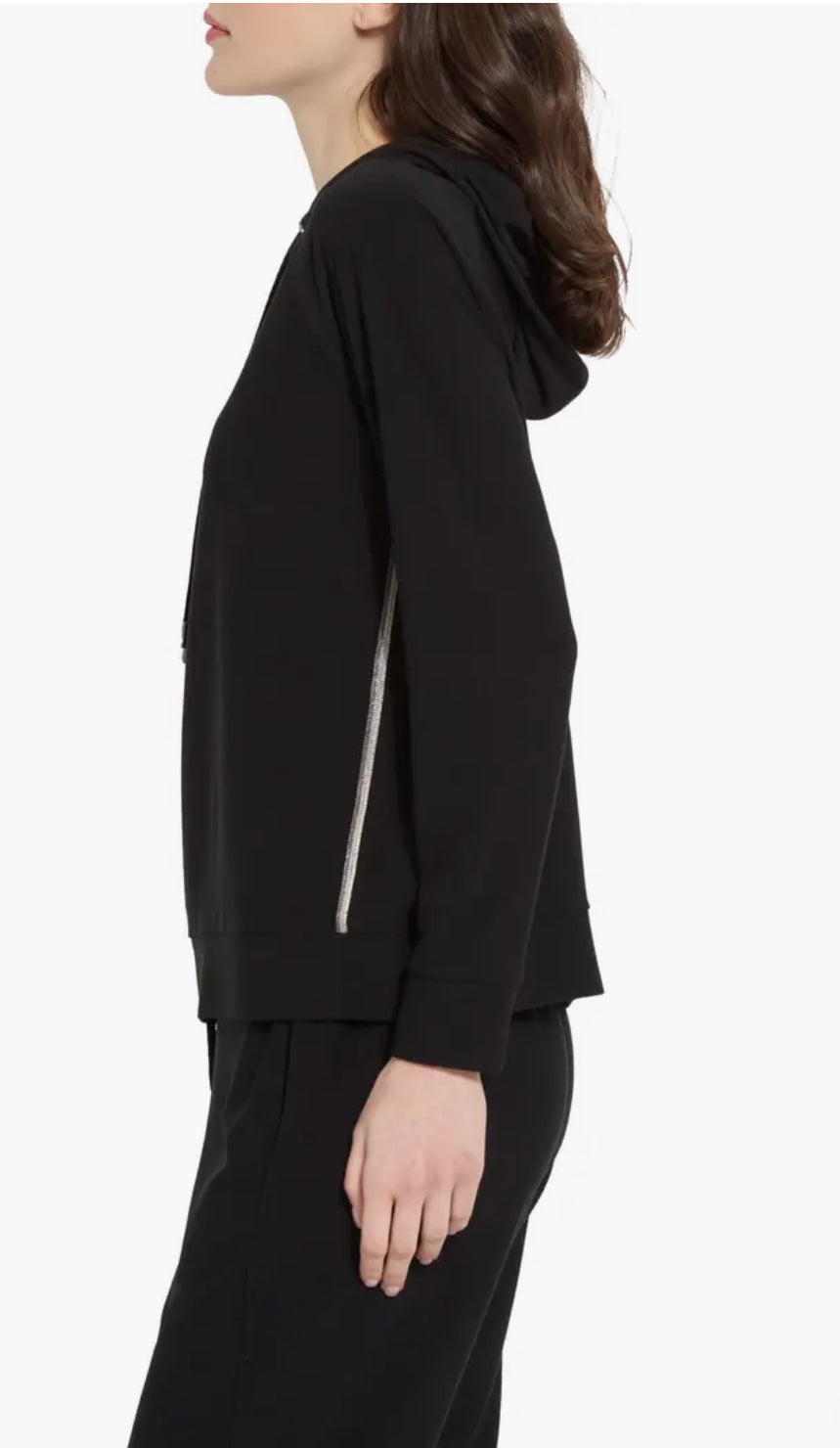 Julia Stretch Crepe Hoodie-Black