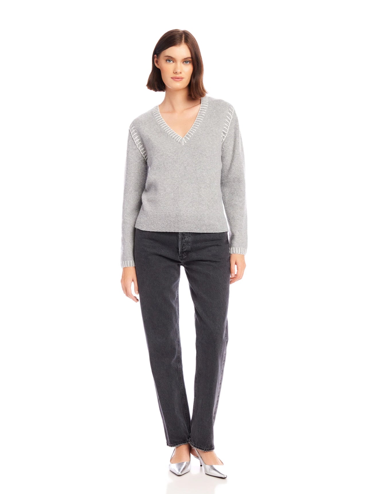 Ali Edge Stitch Sweater-Gray