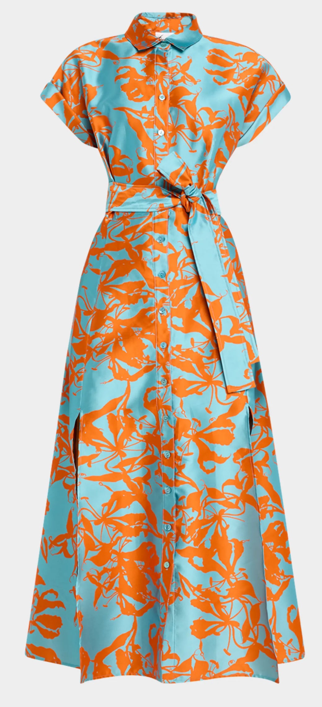 Chantel Jacquard Midi Dress-Orange and Blue