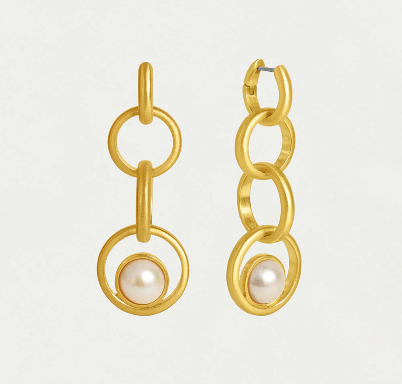 Chain Drop Earrings-Pearl/Gold