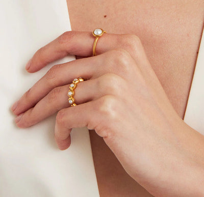 Signature Eternity Stacking Ring-Pearl/Gold