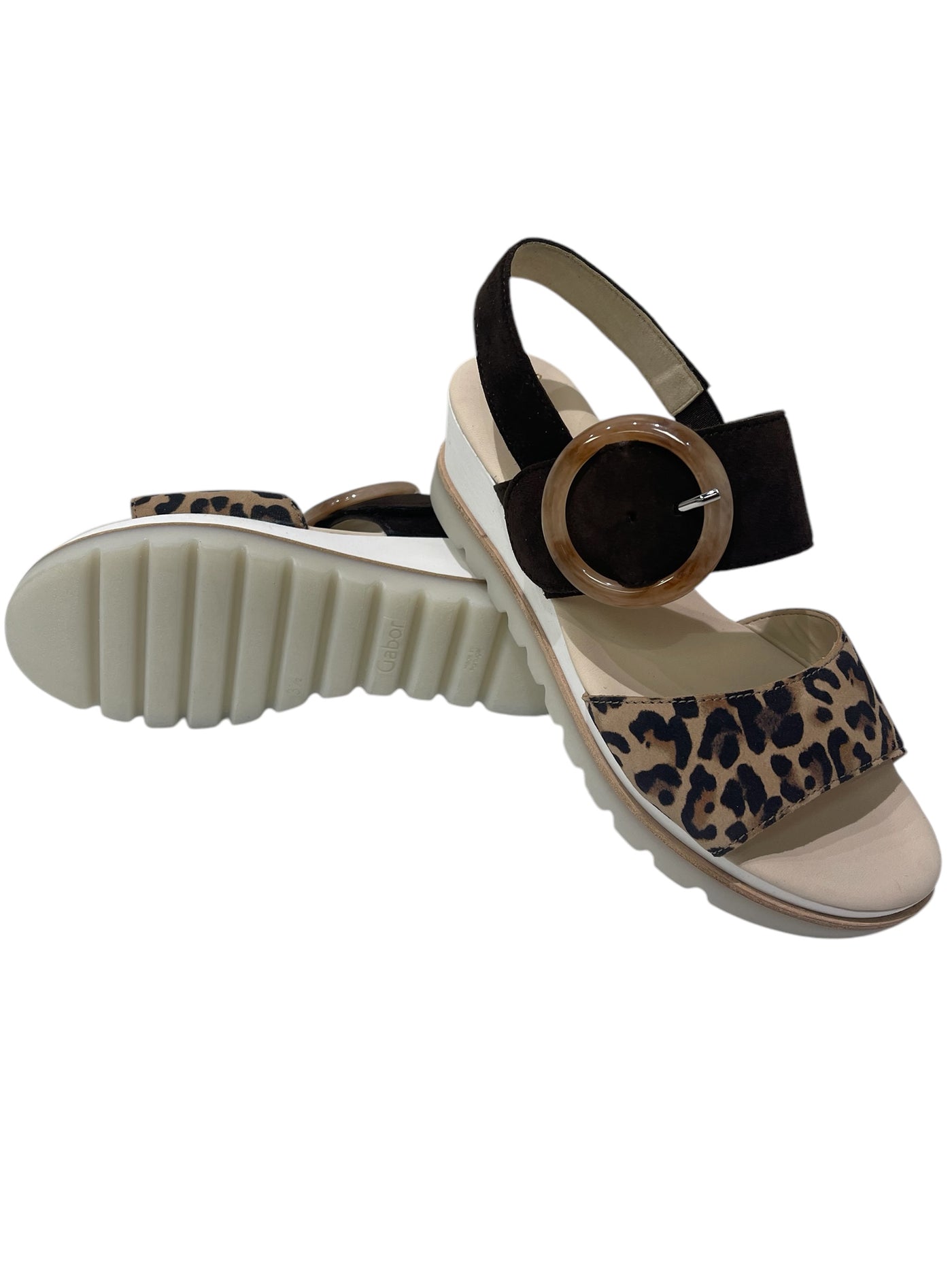 Gabor Leopard Sandal 64.645.38-Natural and Chocolate