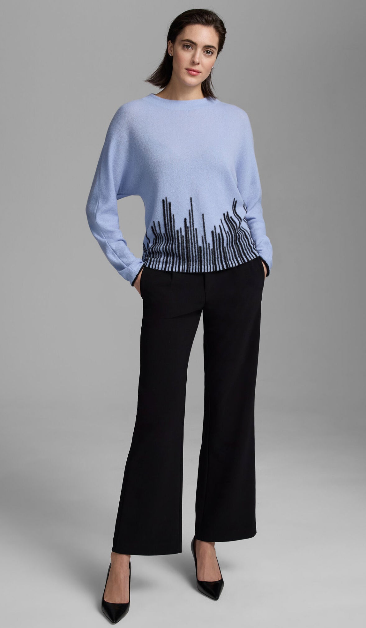 Cashmere Flame Stitch Sweater Multi Blue