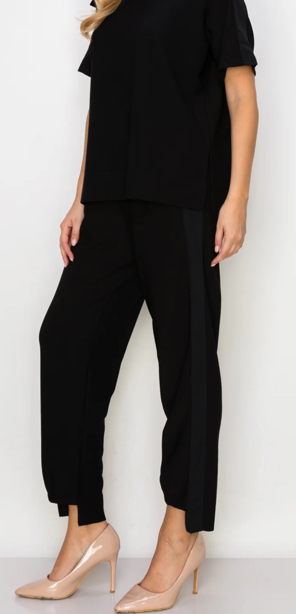 Katie Knit Crepe Pants-Black