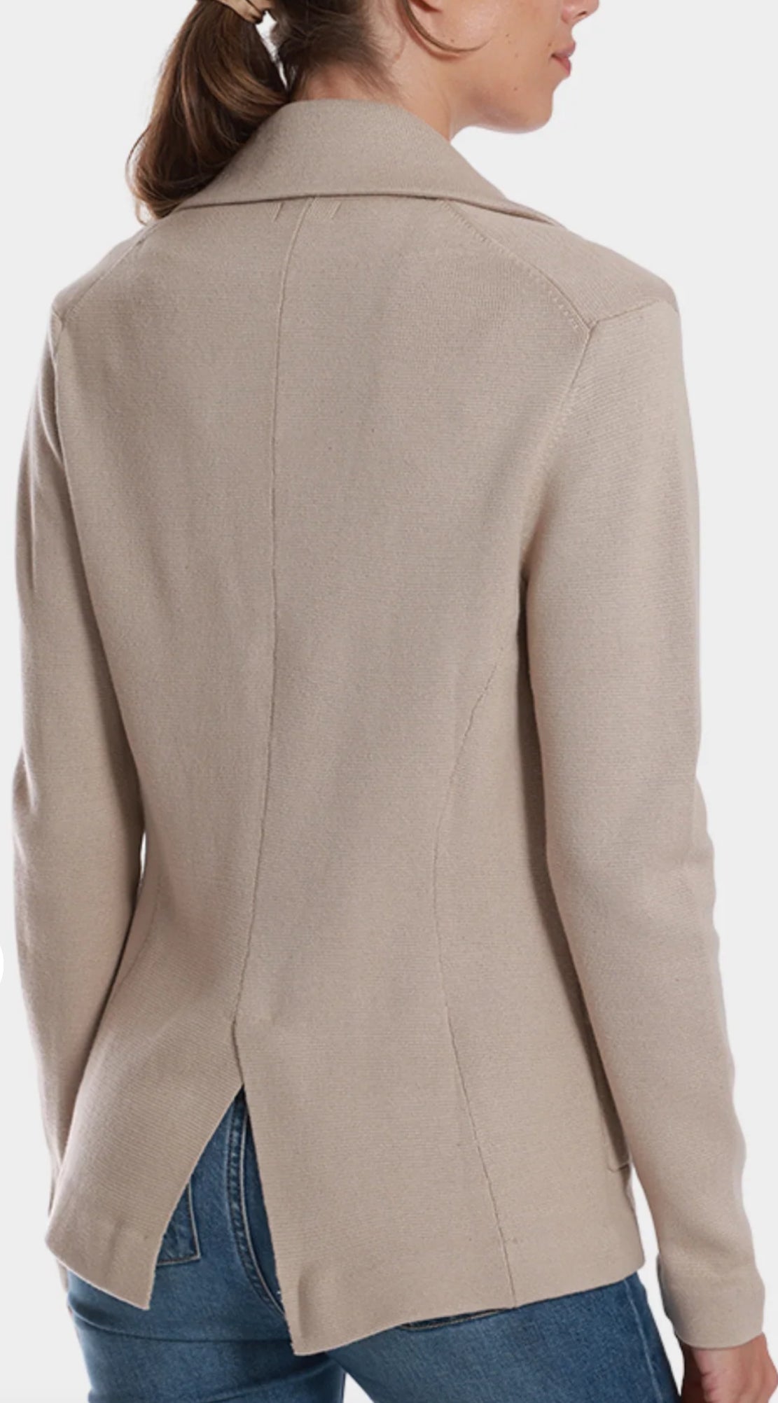 Cotton Blend Long Line Blazer-Brown Sugar