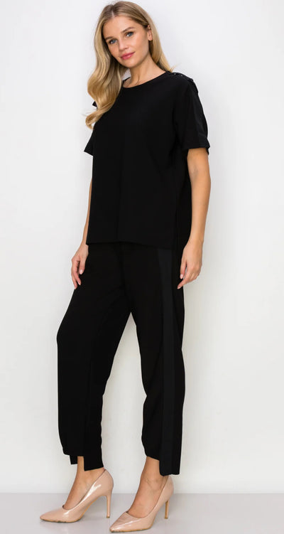 Katie Knit Crepe Pants-Black