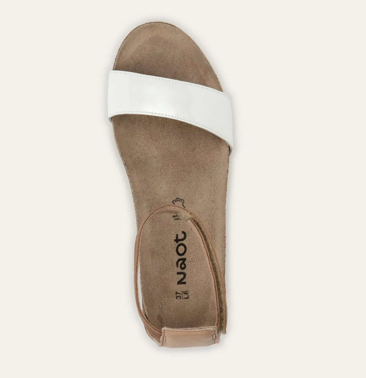 Naot Pixie Patent and Leather Sandal-Ivory and Brown