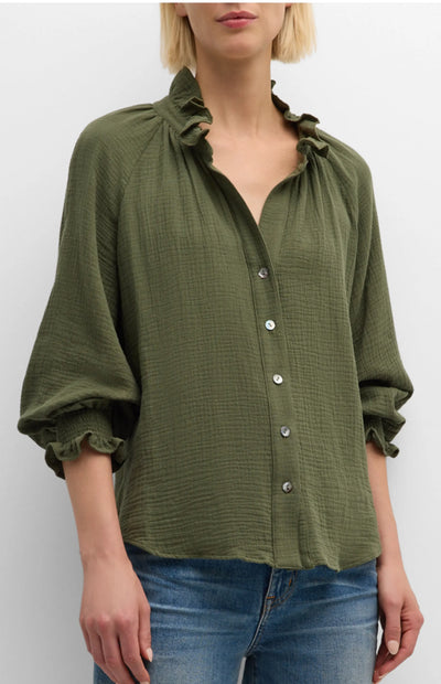 Fiona Double Gauze Shirt-Olive