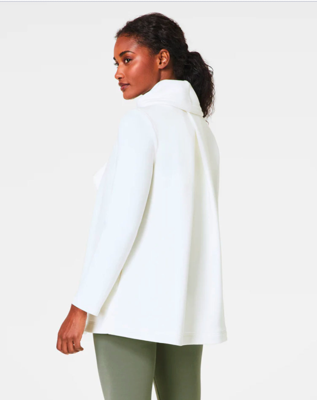 Air Essentials Drape Front Cardigan-Powder