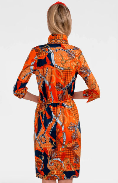 Twist and Shout Ditto Print Dress-Orange