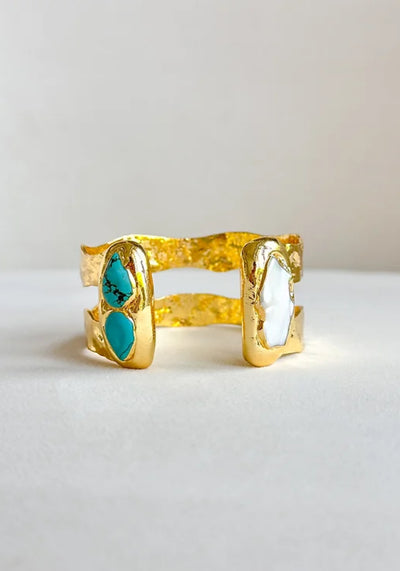 Double Cuff-Turquoise & Pearl