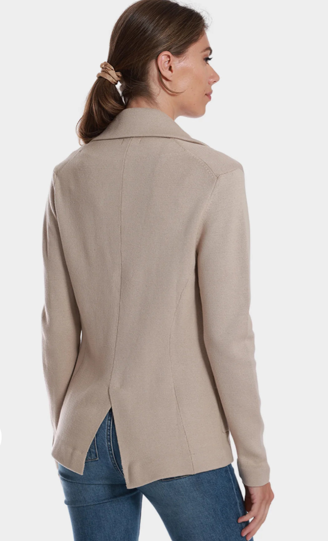 Cotton Blend Long Line Blazer-Brown Sugar