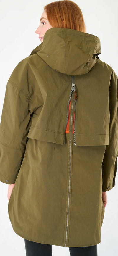 Stretch Nylon Coat-Olive