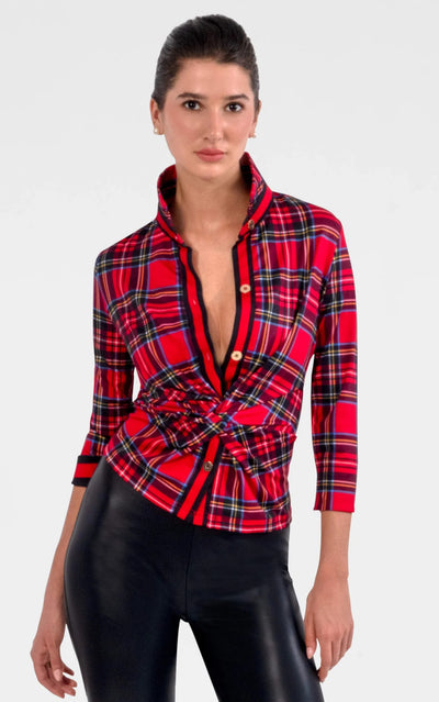 Twist & Shout Duke of York Plaid Top-Red