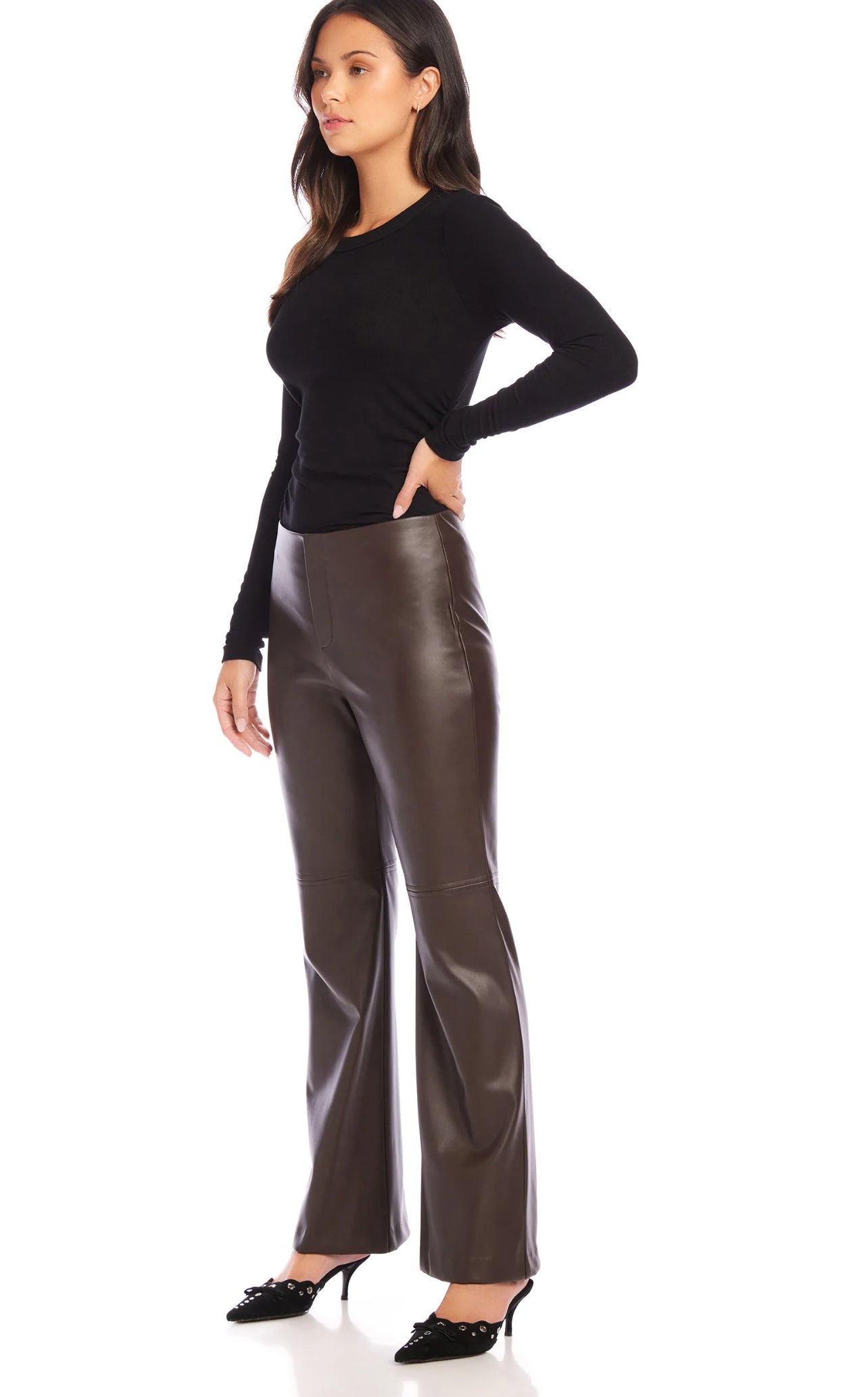 Finley Wide Leg Pants-Brown