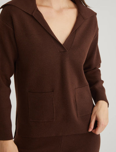 Emily Lux Oversized Sailor Pullover in Shaved Chocolate