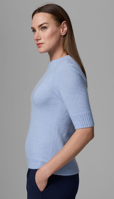 Cashmere Mock Neck Sweater-Riviera Blue