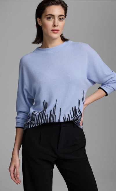 Cashmere Flame Stitch Sweater Multi Blue