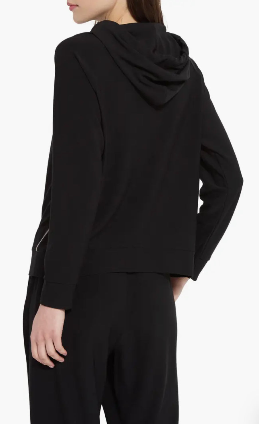 Julia Stretch Crepe Hoodie-Black