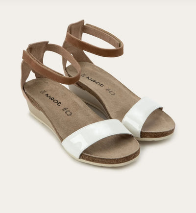 Naot Pixie Patent and Leather Sandal-Ivory and Brown