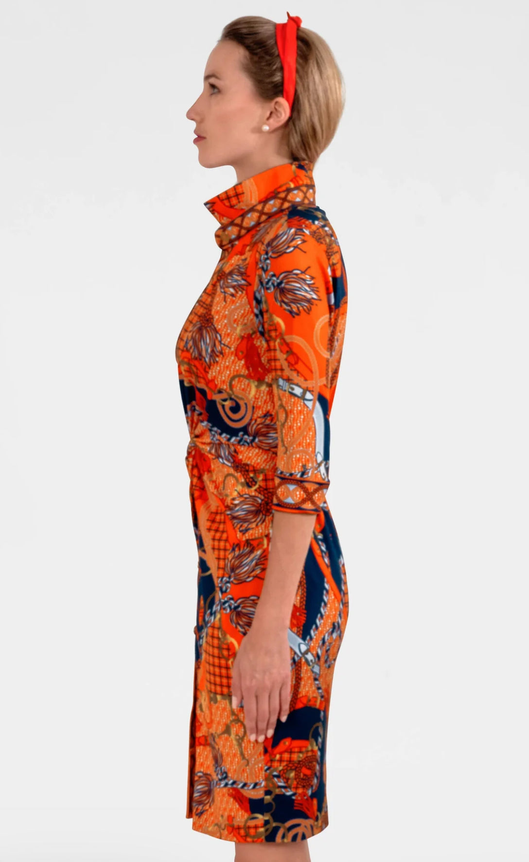 Twist and Shout Ditto Print Dress-Orange