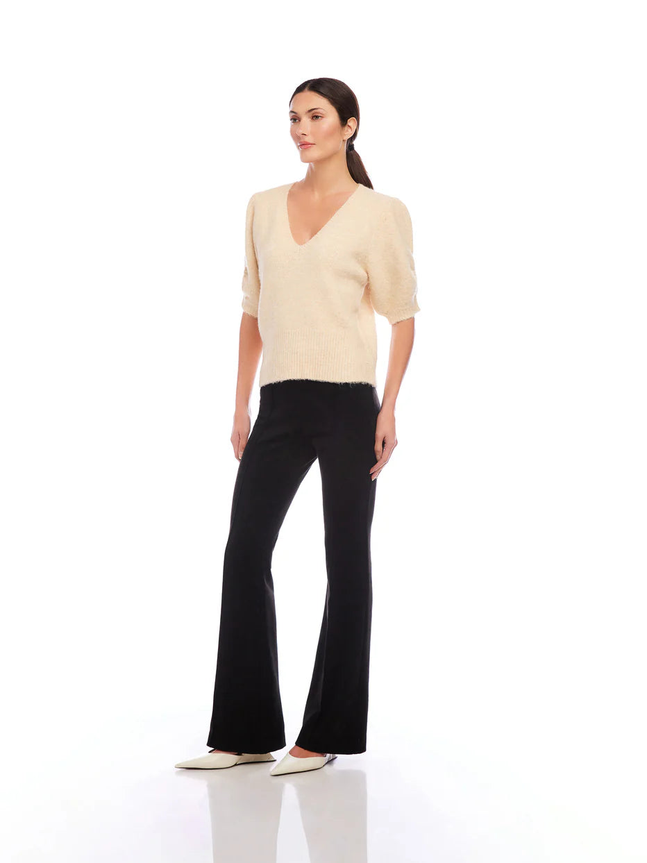 Bennett Shirred Sleeve Sweater-Sand