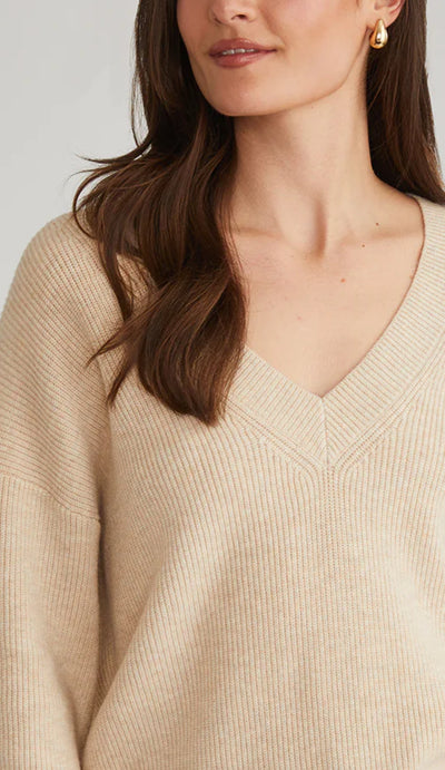 Angela Oversized V-Neck Sweater Wheat