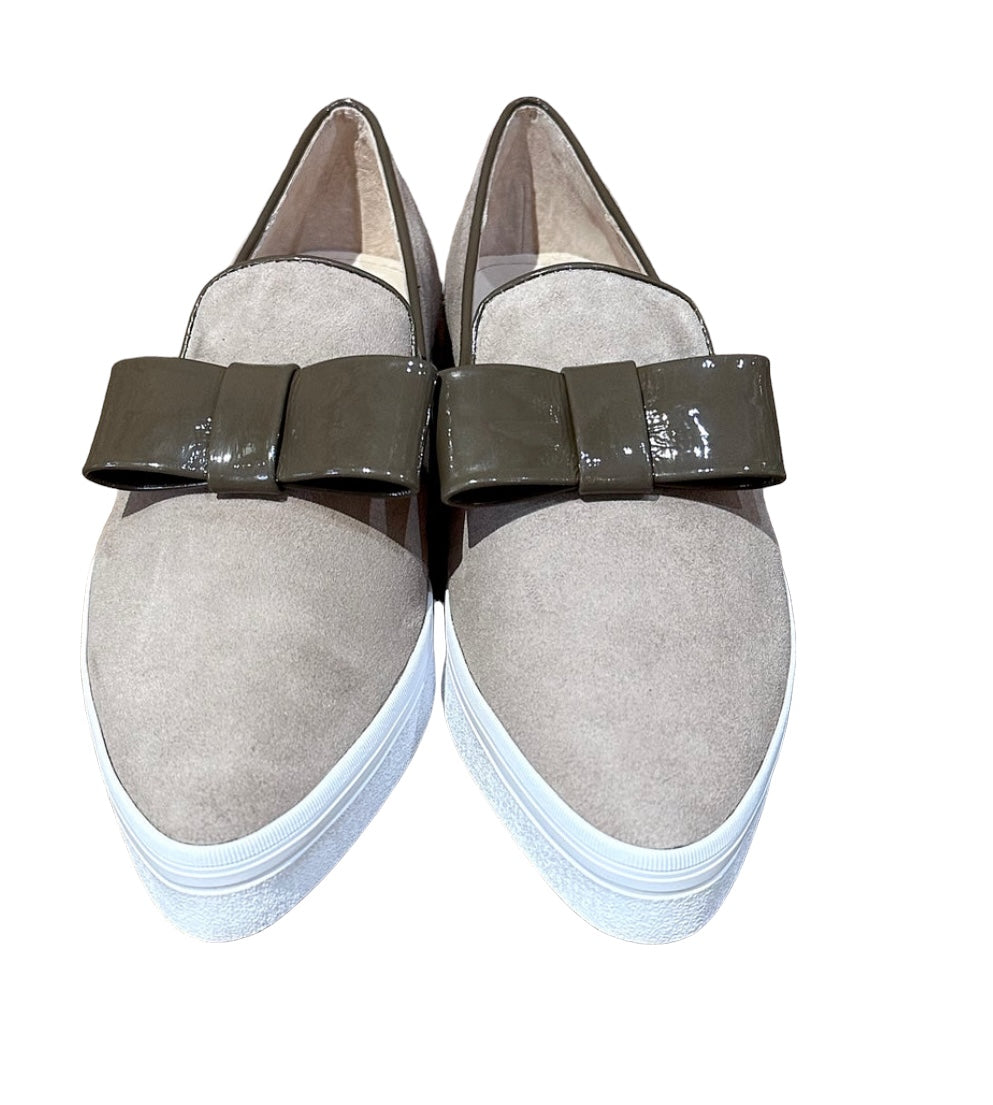 Tux Taupe Bow Loafers/Sneakers