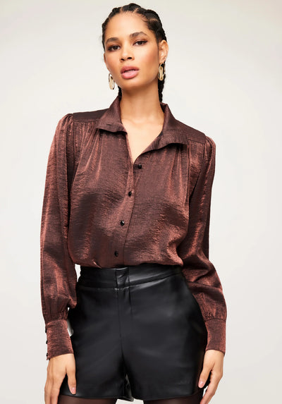 Sienna Shirred Blouse Brown