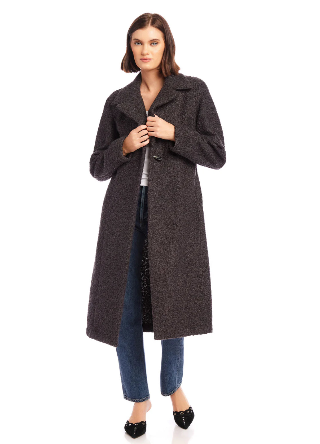 Long Teddy Coat-Charcoal