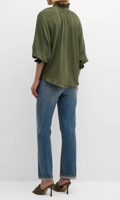 Fiona Double Gauze Shirt-Olive