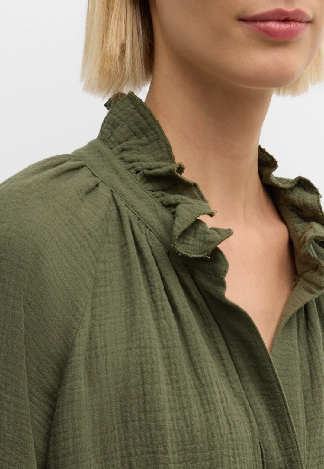 Fiona Double Gauze Shirt-Olive