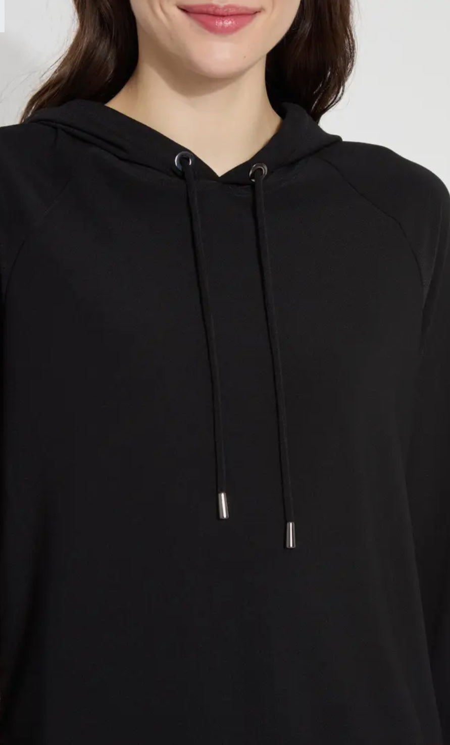 Julia Stretch Crepe Hoodie-Black