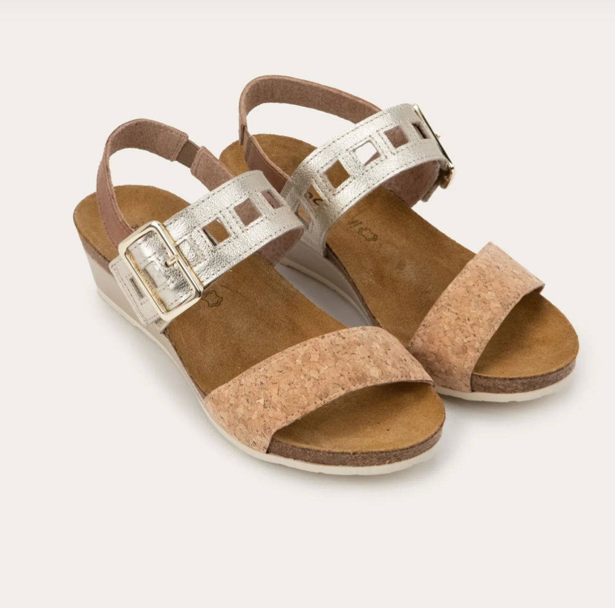 Dynasty Sandal Cork and Leather-Brown & Gold