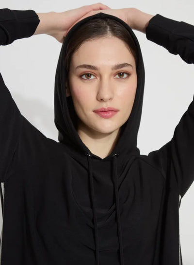 Julia Stretch Crepe Hoodie-Black