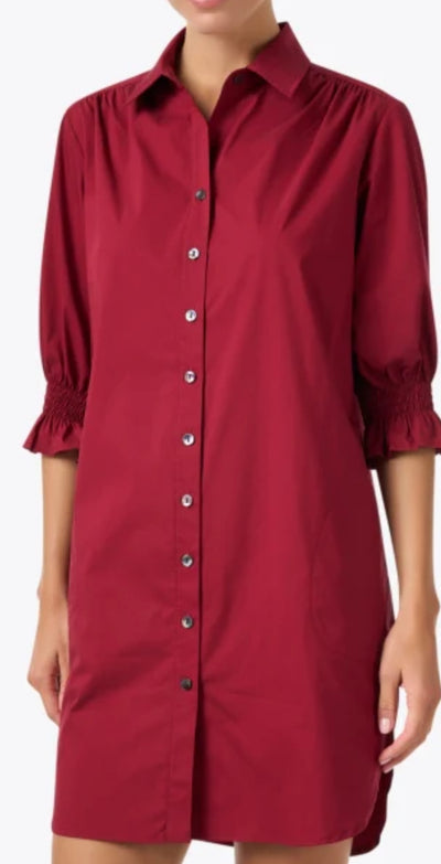 Miller Weathercloth Shirtdress-Red