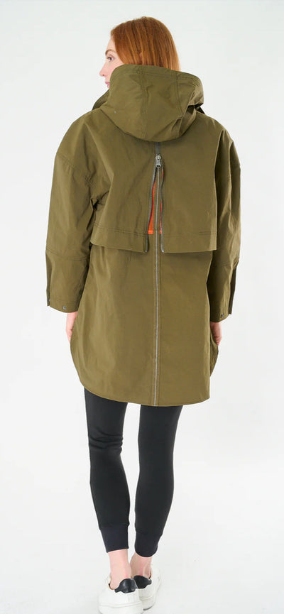 Stretch Nylon Coat-Olive