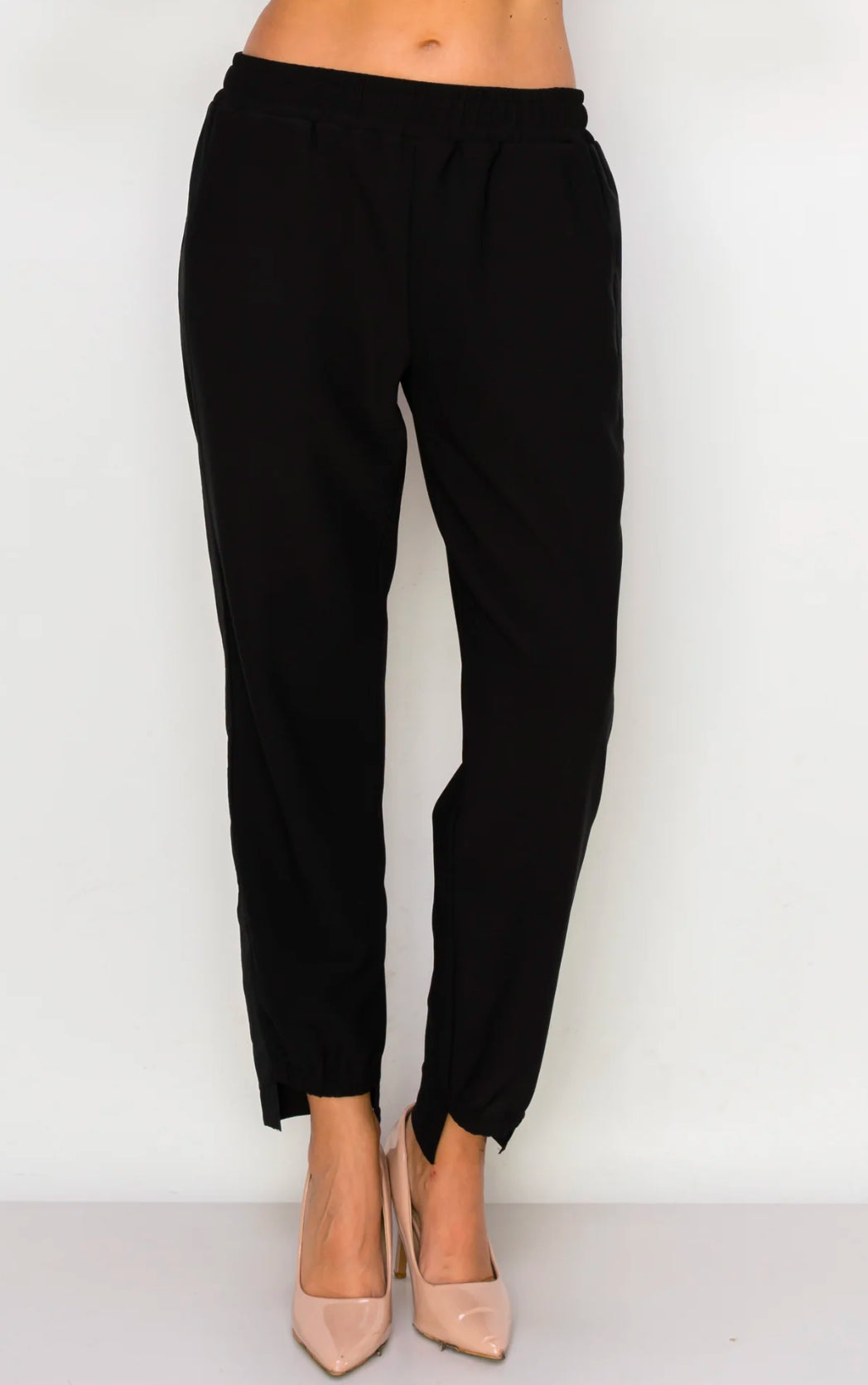 Katie Knit Crepe Pants-Black