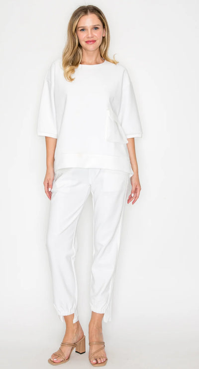 Katie Knit Crepe Pants-White