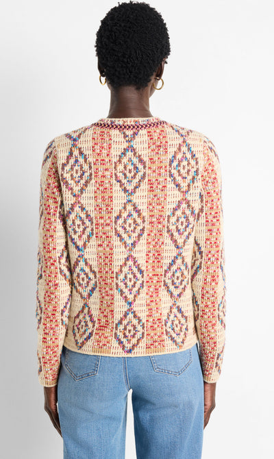 Color Weave Knit Jacket-Neutral Multi