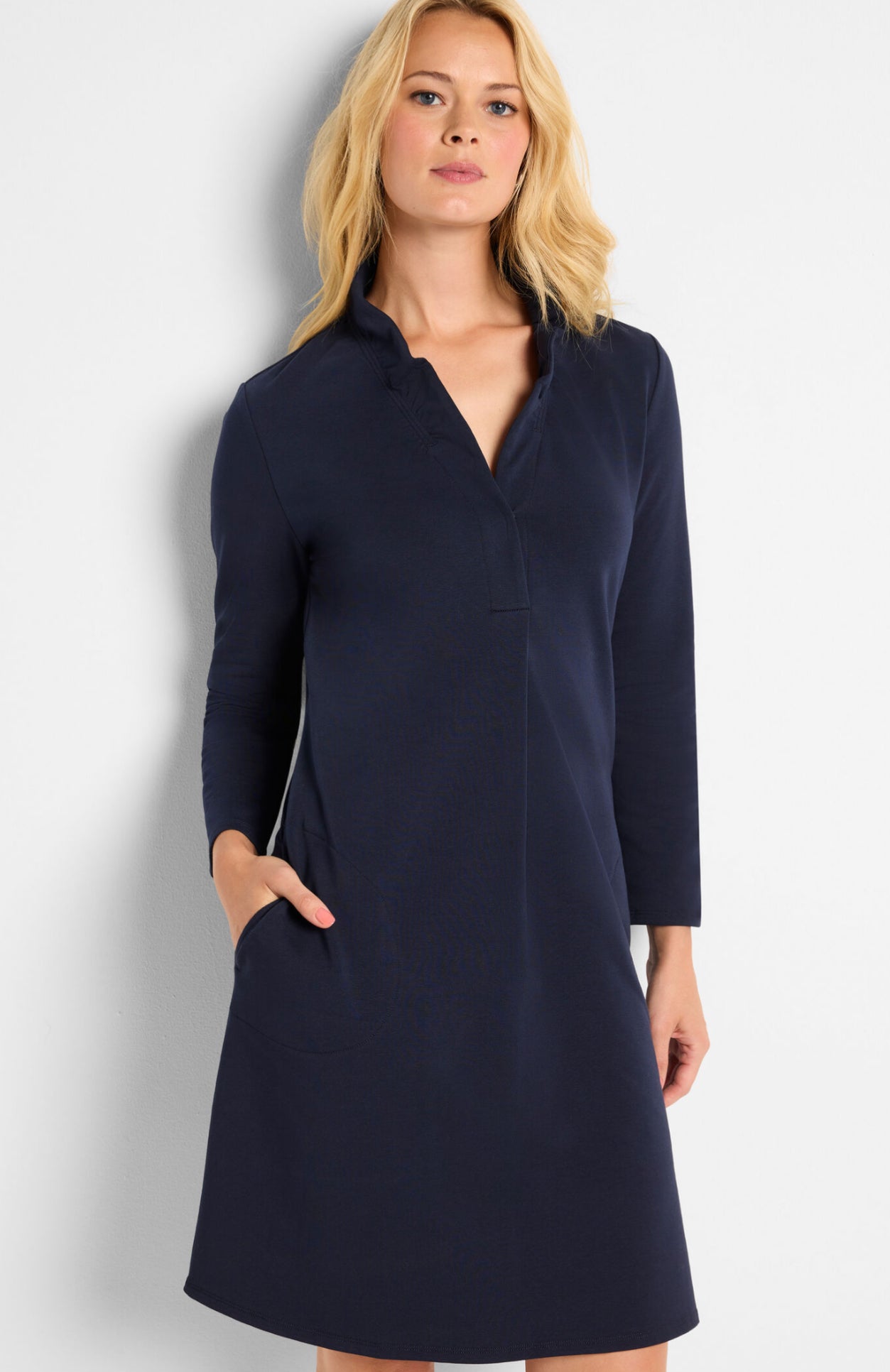 Ruffled Up Dress-Dark Indigo