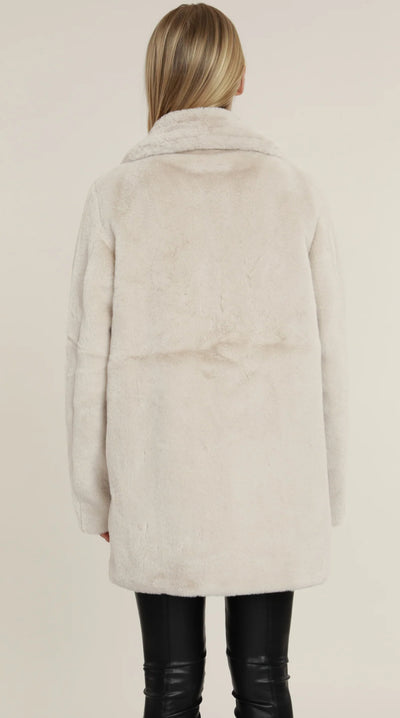 Faux Fur Long Coat Creme