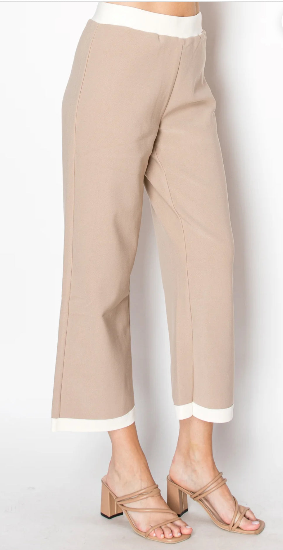 Kiara Crepe Knit Pant-Khaki