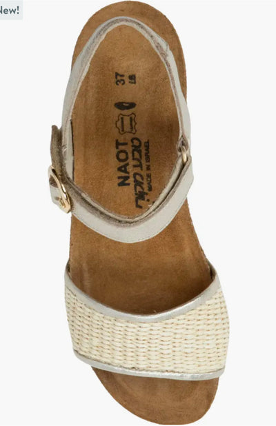 Naot Cecile Sandal YBH-Gold and Raffia